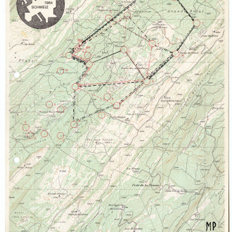 Mapa štafety muži a ženy ME v OB Švýcarsko 1964, sbírka MJVM ve Zlíně