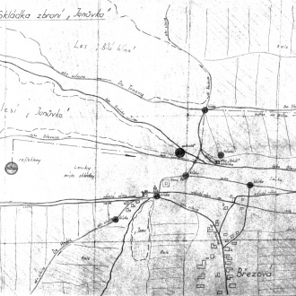 Mapa pro shoz zbraní z Anglie, předaná paraskupině Clay-Eva ilegální organizací Naše pravda, říjen 1944. Fotoarchiv MJVM ve Zlíně, N 16872. I když to nebylo hlavním úkolem skupiny, snažili na žádost představitelů domácího odboje zajistit dodávky zbraní a 